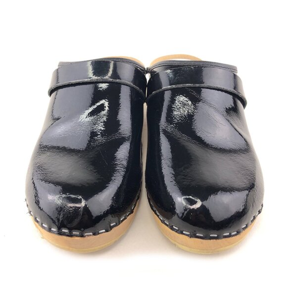 Dala Black Patent Leather Swedish Wooden Clogs EUR 40 - Picture 4 of 14